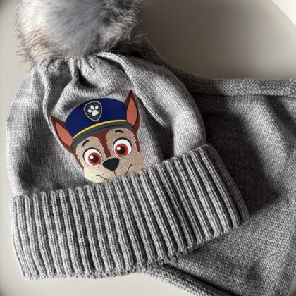 KOMPLET CZAPKA+ KOMIN PSI PATROL SZARY