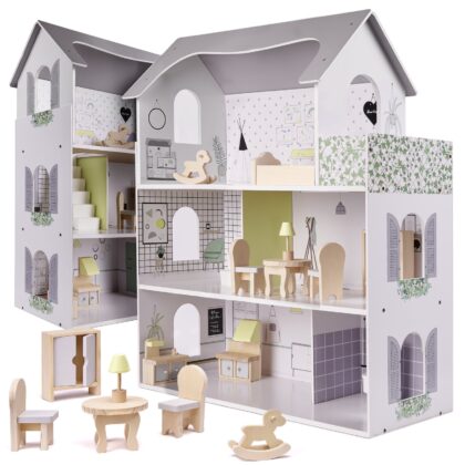 DUŻY DREWNIANY DOMEK DLA LALEK 70CM